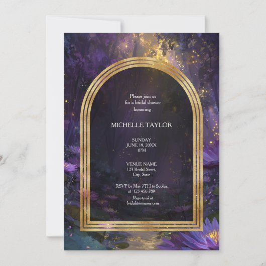 Fairy Tale Enchanted Forest Elegant Floral Bridal 招待状 (正面)