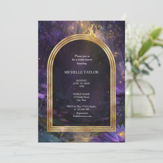 Fairy Tale Enchanted Forest Elegant Floral Bridal 招待状 (スタンド正面)