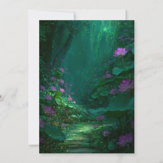 Fairy Tale Enchanted Forest Elegant Floral Bridal 招待状 (裏面)