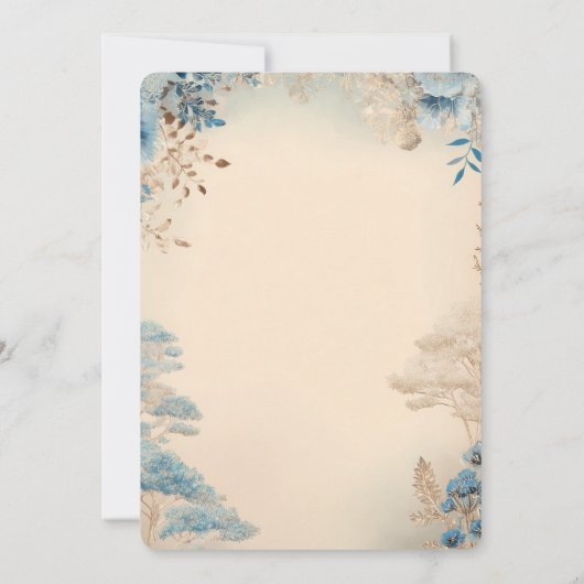 Fairy Tale Enchanted Forest Lotus Floral Bridal 招待状 (裏面)