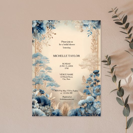 Fairy Tale Enchanted Forest Lotus Floral Bridal 招待状