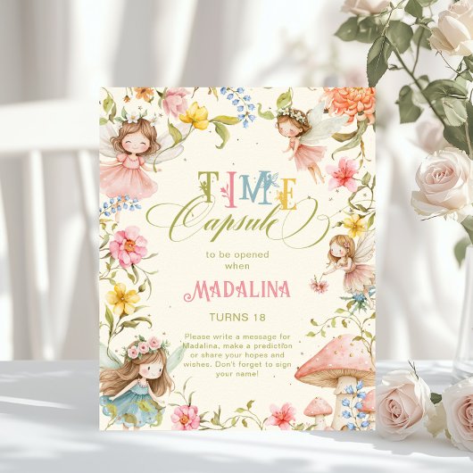 Fairy Time Capsule Bright Wildflower Birthday ポスター