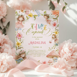 Fairy Time Capsule Bright Wildflower Birthday ポスター