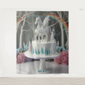 Fairy Unicorn Cake Wall Art Backdrop Banner タペストリー (正面)