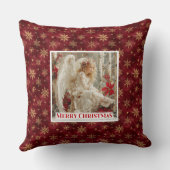 Fairy Victorian Angel Red Gold Christmas Pillow クッション (裏面)