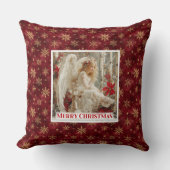 Fairy Victorian Angel Red Gold Christmas Pillow クッション (正面)