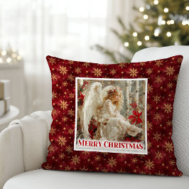 Fairy Victorian Angel Red Gold Christmas Pillow クッション
