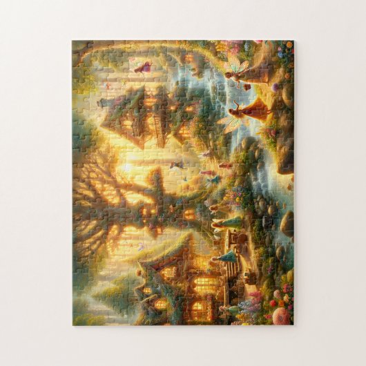Fairy Village Magical Fairy Homes Waterfall ジグソーパズル (縦)