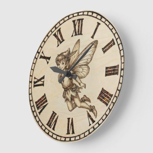 Fairy Wall Clock | Wood-Burned Fantasy  ラージ壁時計 (傾斜)