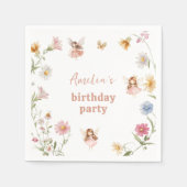 Fairy Watercolor Colorful Widflower Girls Birthday スタンダードカクテルナプキン (正面)