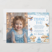 Fairy Winter Wonderland Birthday Photo サンキューカード (正面)