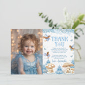 Fairy Winter Wonderland Birthday Photo サンキューカード (スタンド正面)