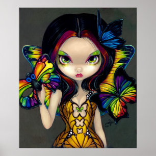 Fairy with a Butterfly Mask ART PRINT rainbow ポスター