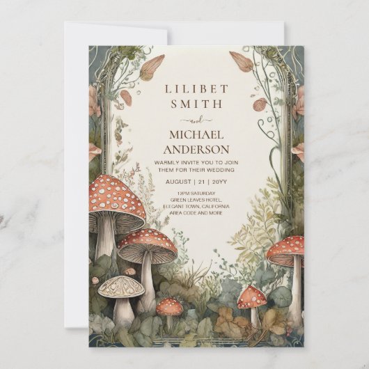 FAIRYCOREのヴィンテージ結婚自然愛おとぎ話 招待状 (正面)