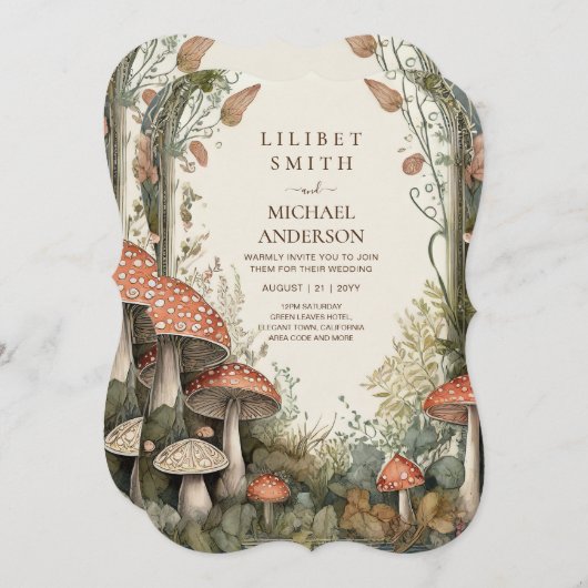 FAIRYCOREのヴィンテージ結婚自然愛おとぎ話 招待状 (正面/裏面)