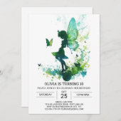 Fairycoreプリンセス編集可能誕生祝い 招待状 (正面/裏面)