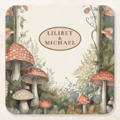 FAIRYCOREマッシュルームGoblincoreカスタムギフト スクエアペーパーコースター (正面)