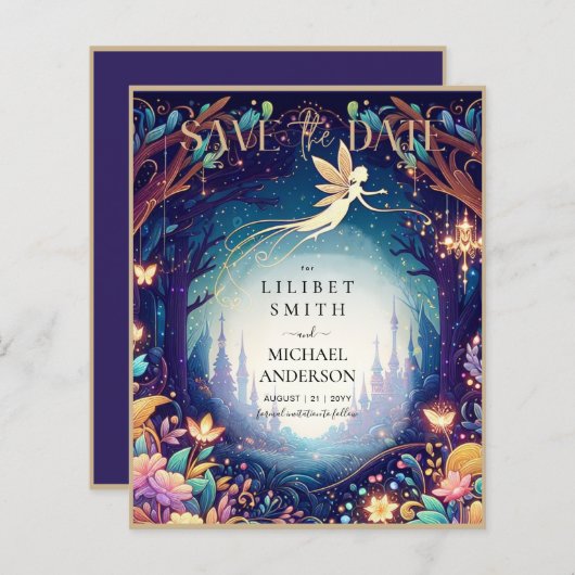 Fairycore保存ザ日付Fairytale紫色の金ゴールド (正面/裏面)