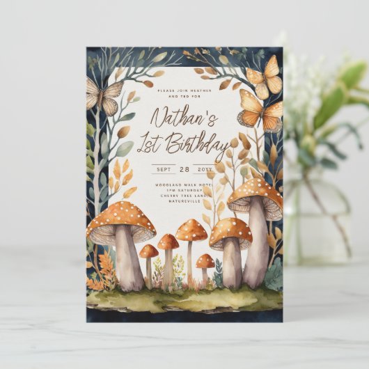 FAIRYCORE自然バビシャワー1st誕生日任意のイベント 招待状 (スタンド正面)