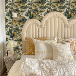 Fairycore赤、緑、ベージュのキノコの森 壁紙