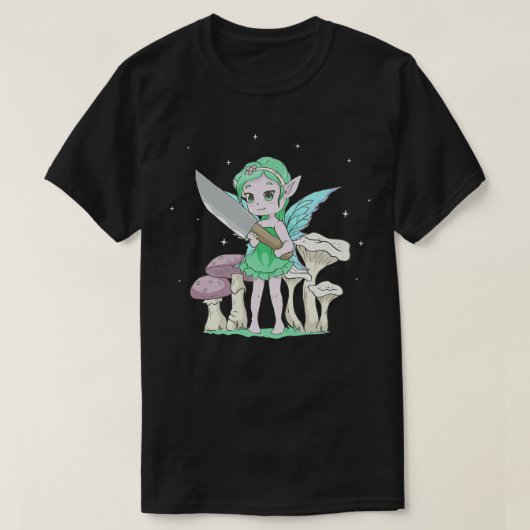 Fairycore Aesthetic Kawaii Fairy Holding A Knife C Tシャツ (デザイン正面)