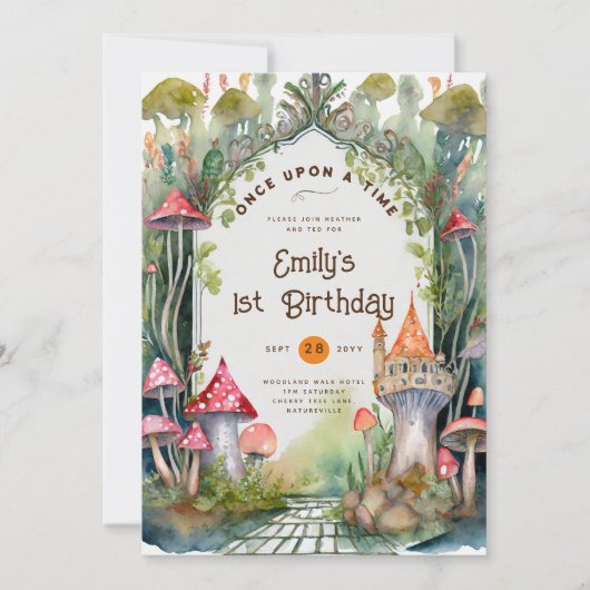 FAIRYCORE FAIRYTALE BABYSHOWER 1ST BIRTHDAY ANY 招待状 (正面)