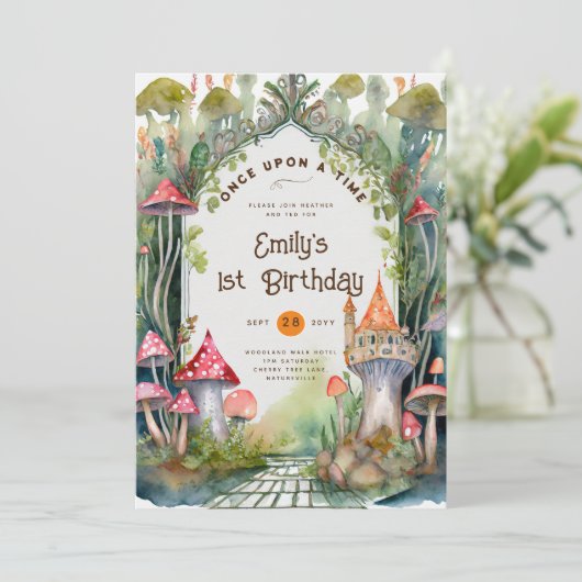 FAIRYCORE FAIRYTALE BABYSHOWER 1ST BIRTHDAY ANY 招待状 (スタンド正面)