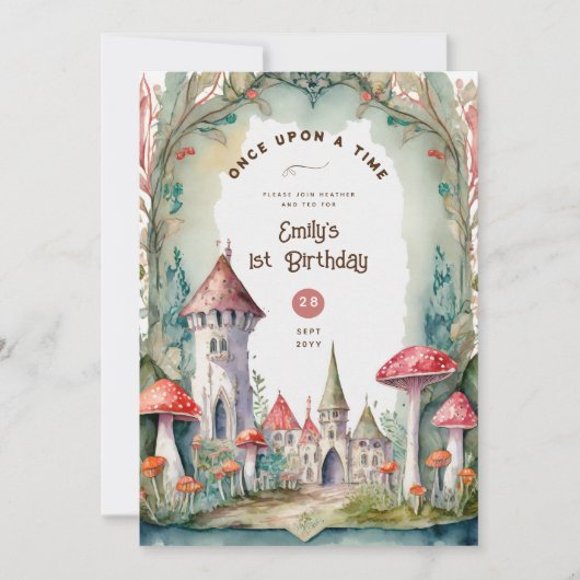 FAIRYCORE FAIRYTALE BABYSHOWER 1ST BIRTHDAY ANY 招待状 (正面)