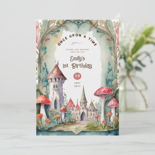 FAIRYCORE FAIRYTALE BABYSHOWER 1ST BIRTHDAY ANY 招待状 (スタンド正面)