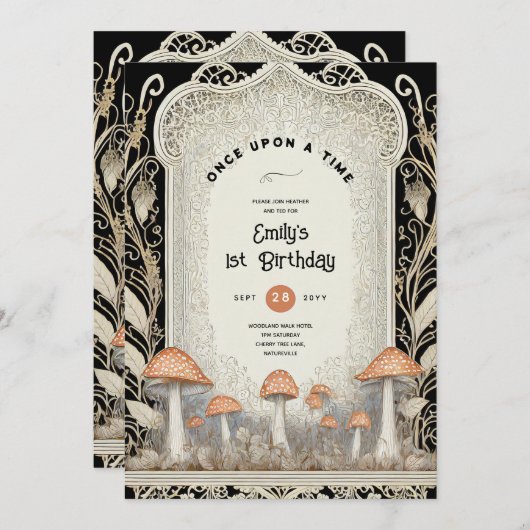 FAIRYCORE FAIRYTALE BABYSHOWER 1ST BIRTHDAY ANY 招待状 (正面/裏面)