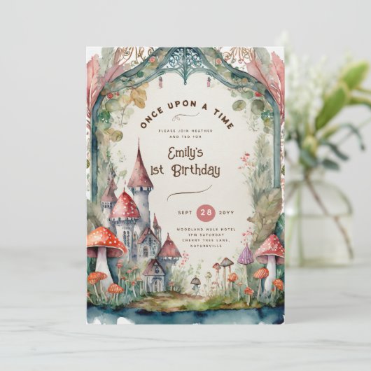 FAIRYCORE FAIRYTALE BABYSHOWER 1ST BIRTHDAY ANY 招待状 (スタンド正面)