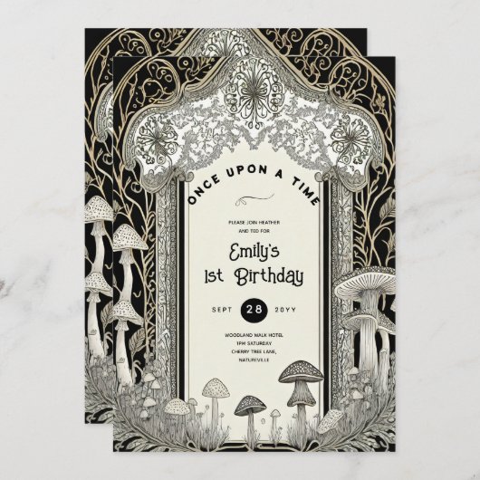 FAIRYCORE FAIRYTALE BABYSHOWER 1ST BIRTHDAY ANY 招待状 (正面/裏面)