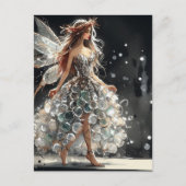 FairyRecordedドレスでファッションを表示する水色 ポストカード (正面)