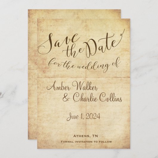 Fairytale日付を保存 招待状 (正面/裏面)