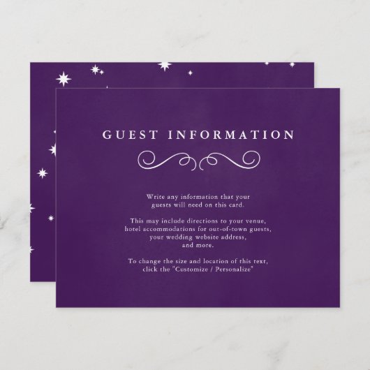 Fairytale結婚のInsert Cards in Purple王室の エンクロージャーカード (正面/裏面)