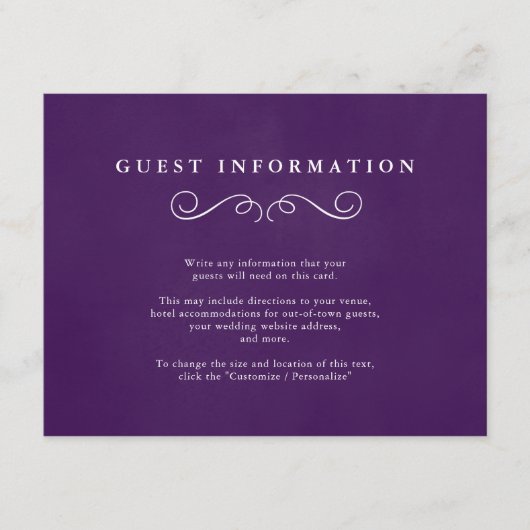Fairytale結婚のInsert Cards in Purple王室の エンクロージャーカード (正面)