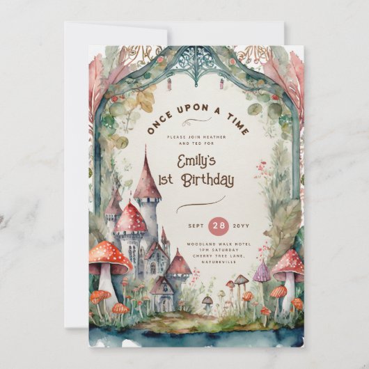 FAIRYTALE誕生日またはベビーシャワーANY Faitycore 招待状 (正面)