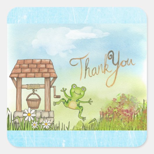 Fairytale お洒落 Frog and Well Thank you notes スクエアシール (正面)