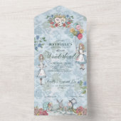 Fairytale Alice in Wonderland誕生日ティーパーティー オールインワン招待状 (内側)