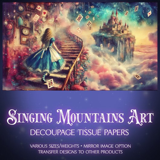 Fairytale Alice In Wonderland Castle Decoupage 薄葉紙