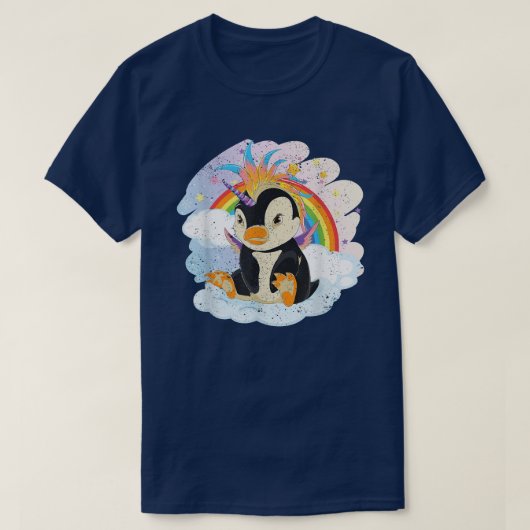Fairytale Bird Penguincorn Rainbow Animal Penguin  Tシャツ (デザイン正面)