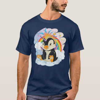 Fairytale Bird Penguincorn Rainbow Animal Penguin  Tシャツ