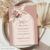 Fairytale Boho Dusty Pink Floral Save the Date 招待状