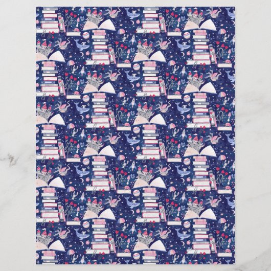 Fairytale Book Castle Blue Scrapbook Paper (裏面)