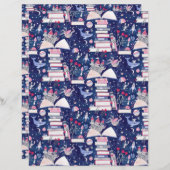 Fairytale Book Castle Blue Scrapbook Paper (正面/裏面)