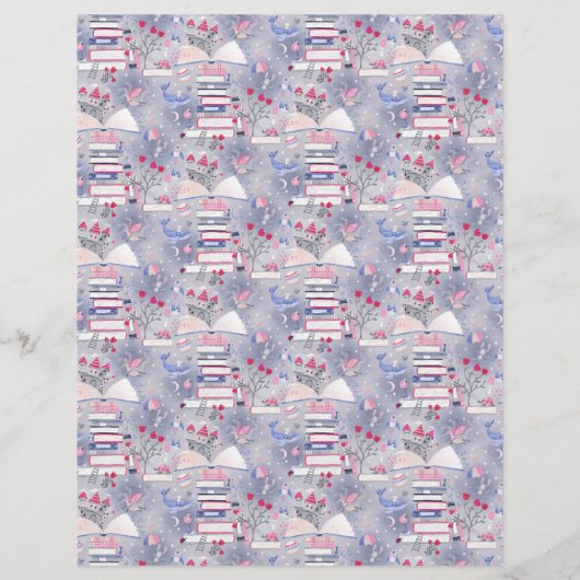 Fairytale Book Castle Gray Scrapbook Paper (裏面)