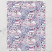 Fairytale Book Castle Gray Scrapbook Paper (正面/裏面)