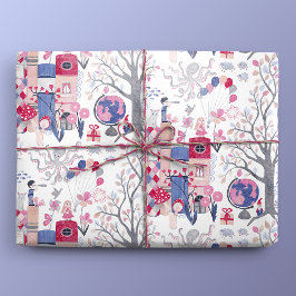 Fairytale Books and Magical Creatures White ラッピングペーパー