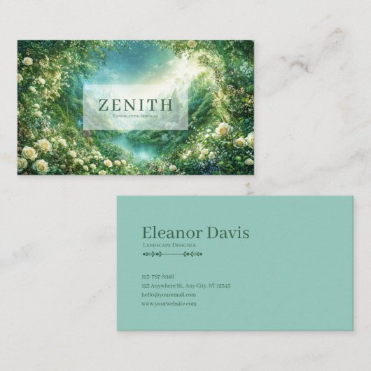 Fairytale Castle and Rose Floral Valley Enchanted 名刺 (正面/裏面)