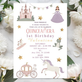 Fairytale Castle Baby Girl Birthday Party 招待状
